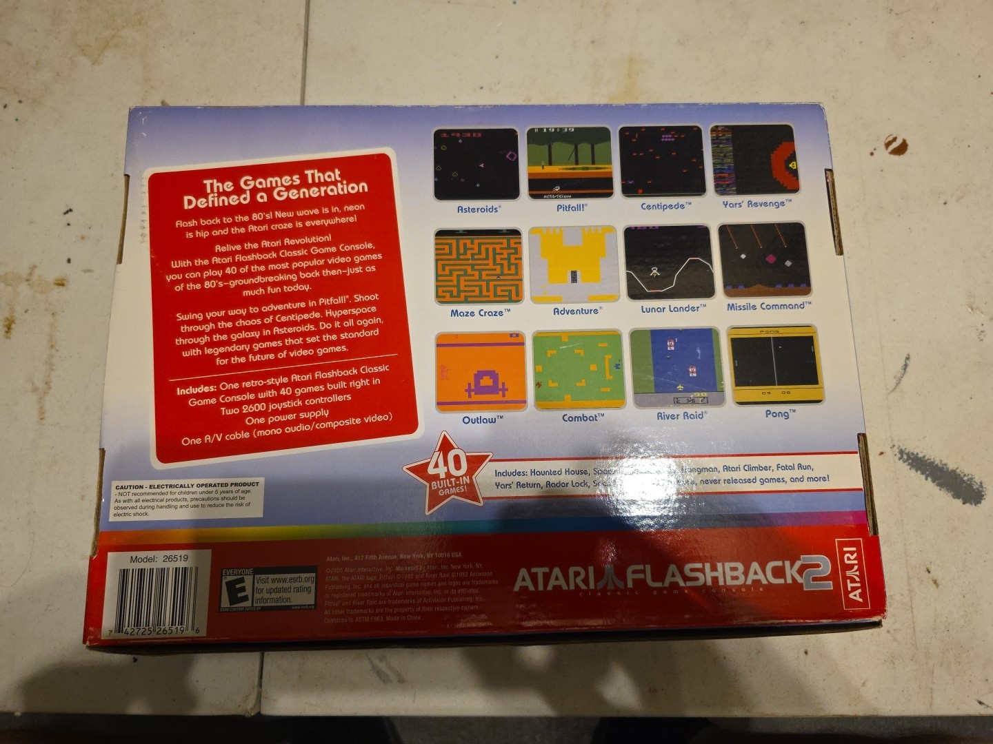 Atari Flashback 2 Classic Game Console 26519, CIB w/ Controllers
