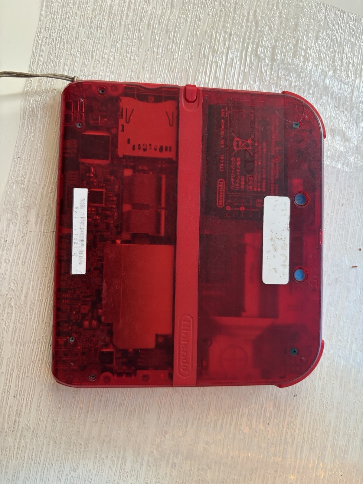 Rare Nintendo 2DS Clear Ruby-Red Console/Charger/4 Games/ Mario Carrying Case