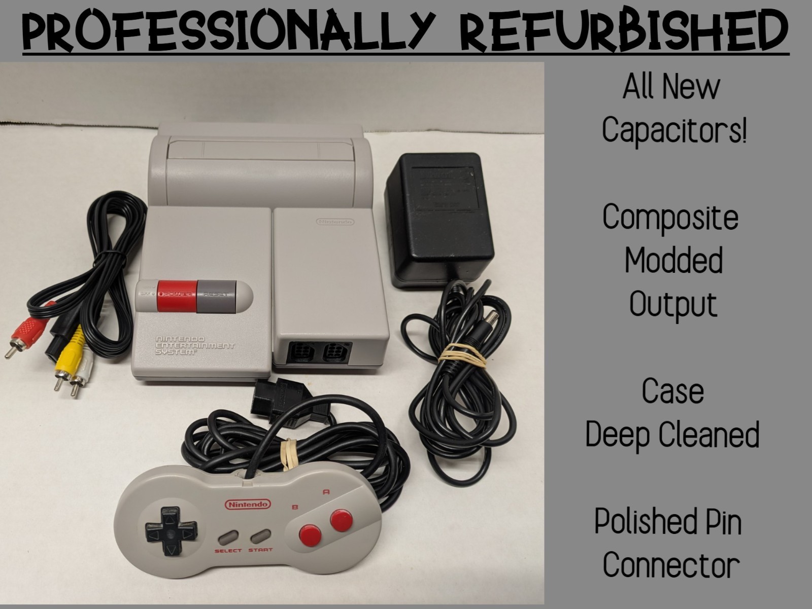 Nintendo NES Toploader. NES-101. Composite Multi-out, All new Caps & LED light!
