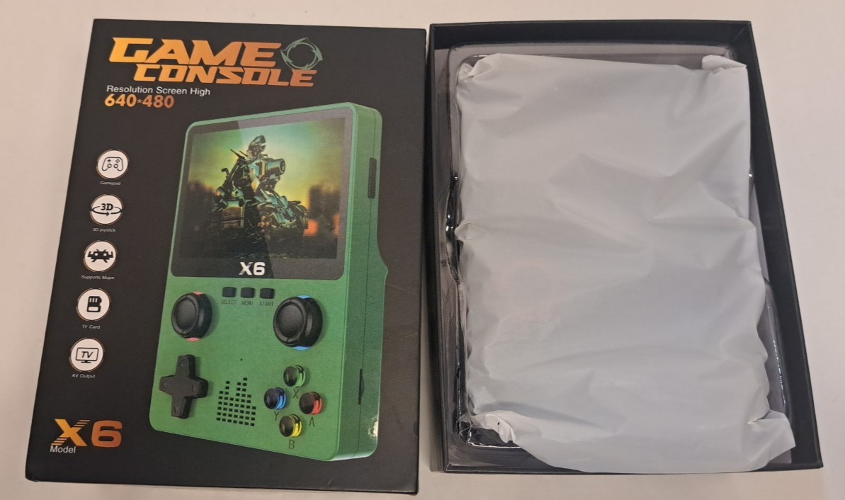 𝐗-𝟔, 3.5 inch Retroblast Console Handheld, 640×480 Resolution, Black Color