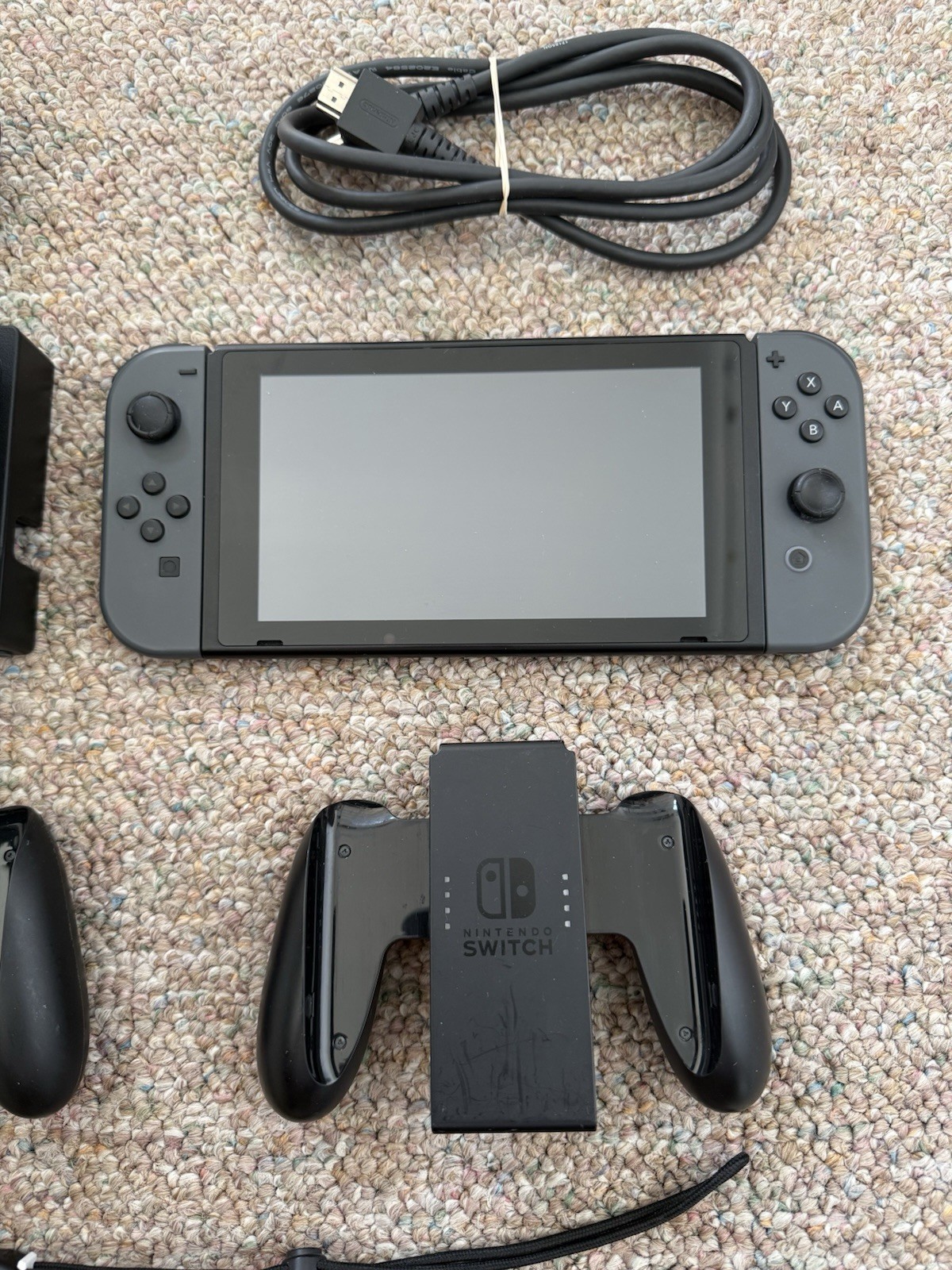 Nintendo Switch V1 HAC-001 Console Bundle Dock Gray Joy-Cons OEM Cables Tested
