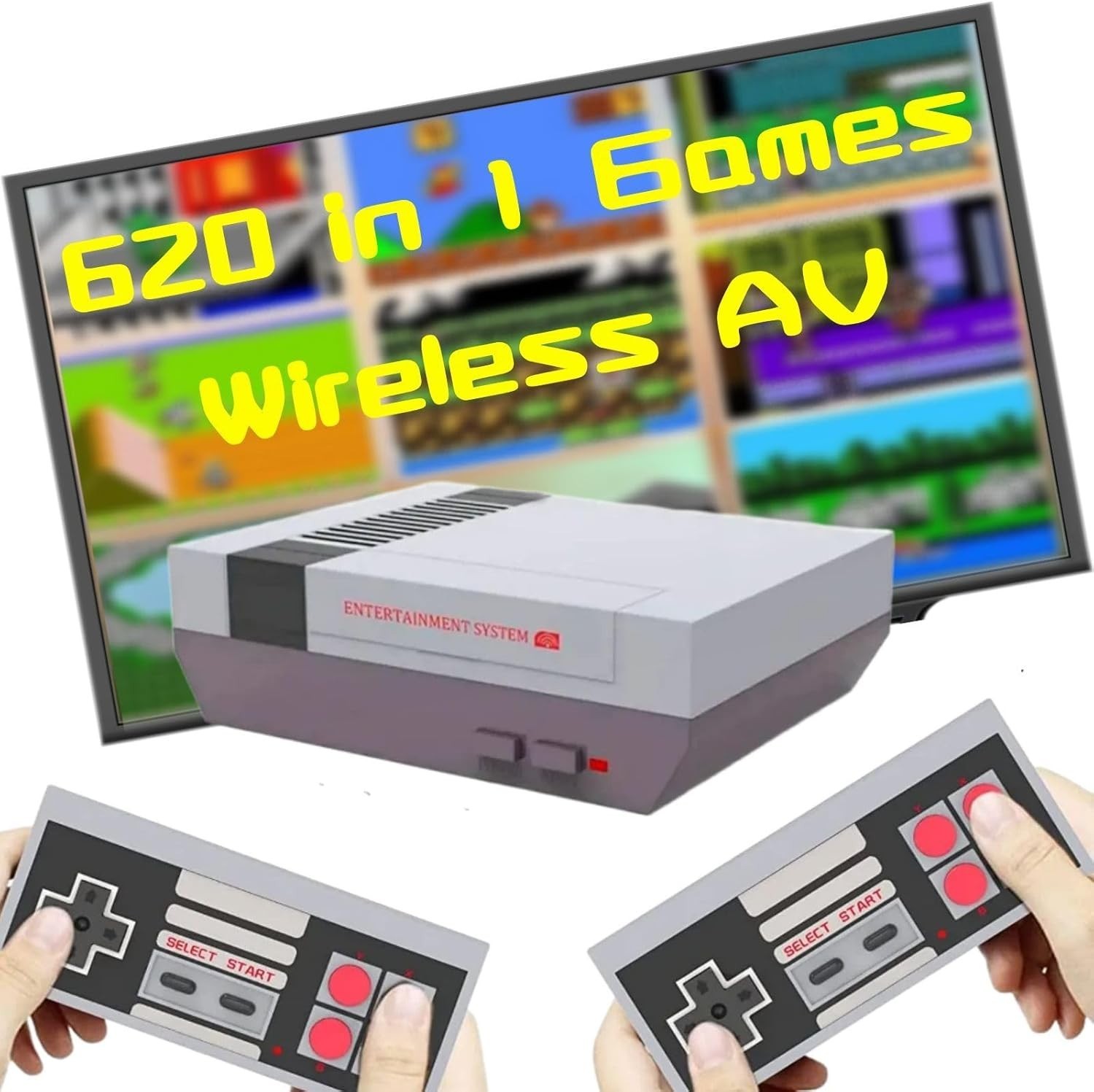 Wireless Retro Game Console with 620 Built-in Games & Dual Controllers