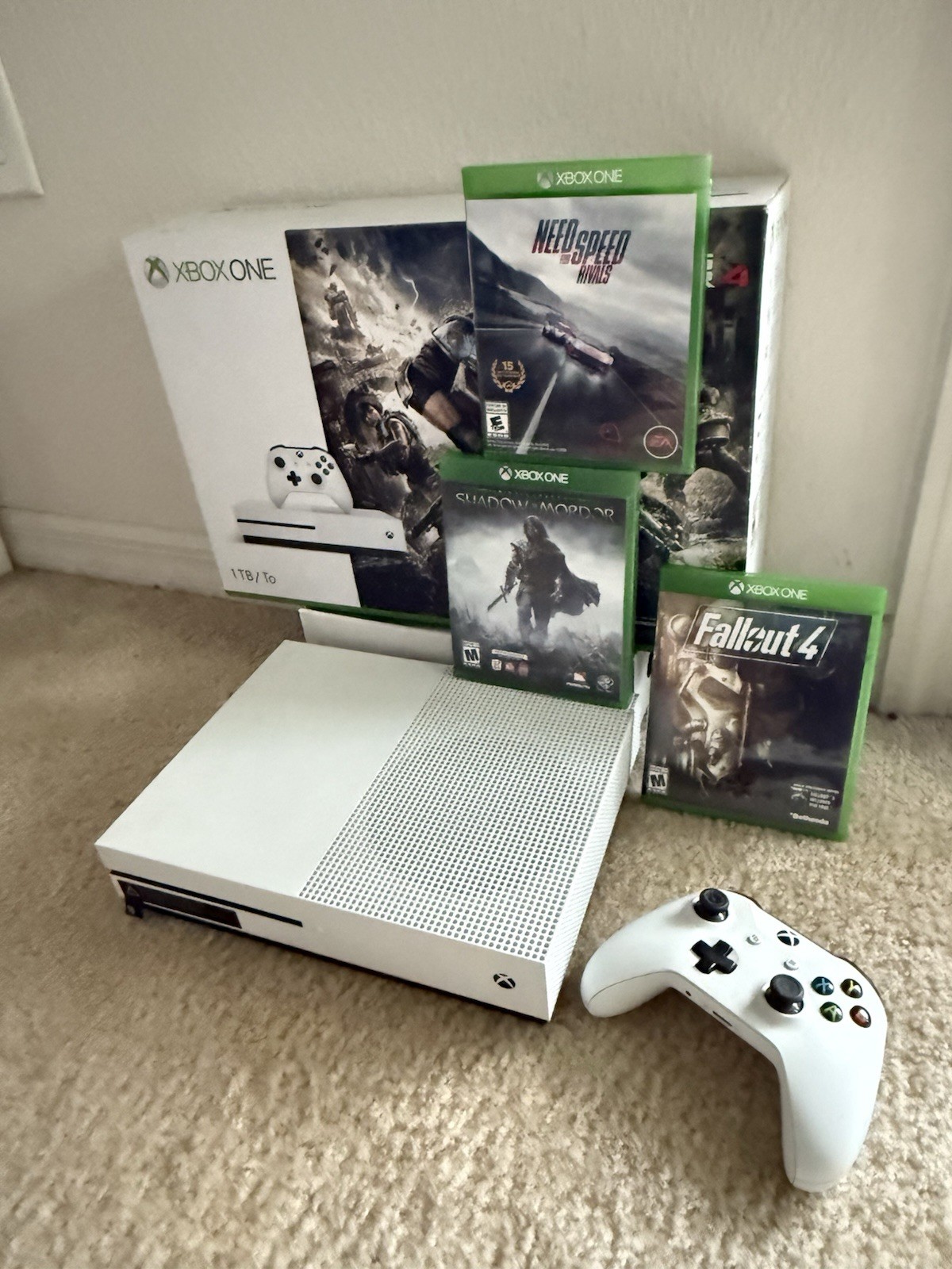 Microsoft Xbox One 1 TB Console White 1 Controller W/ 3 Free Games Fallout 4 …