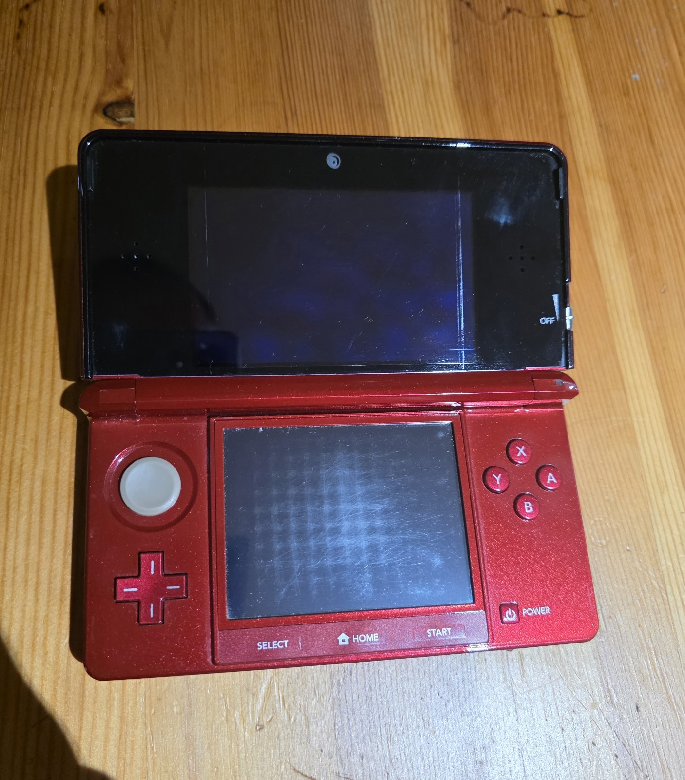 Nintendo 3DS Flame Red Handheld Console System CTR-001 *Read*