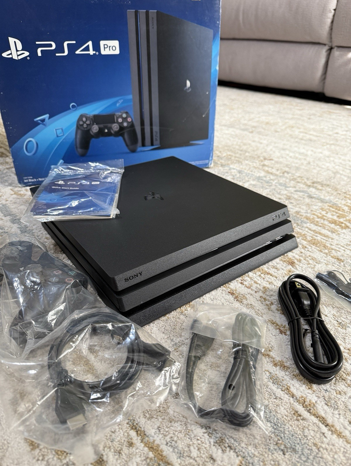 Sony PlayStation 4 Pro 1TB 4K Black Console Bundle w/ DualShock 4, Box