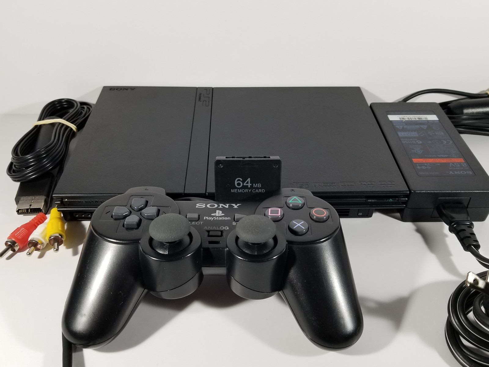 ¤ Sony PlayStation 2 Slim Black SCPH-75001 Console ¤ PS2 W/ Controller All Wires