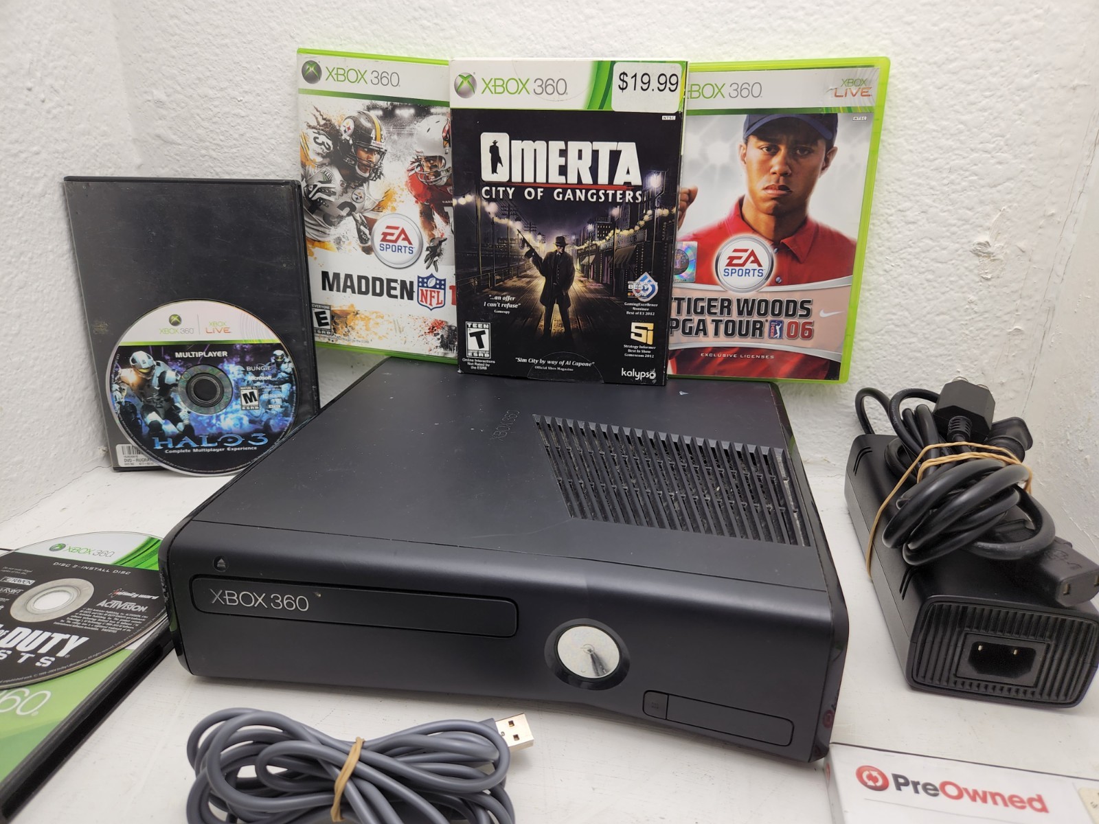 Microsoft xbox 360 slim console bundle w/ 6 games – Fully Tested