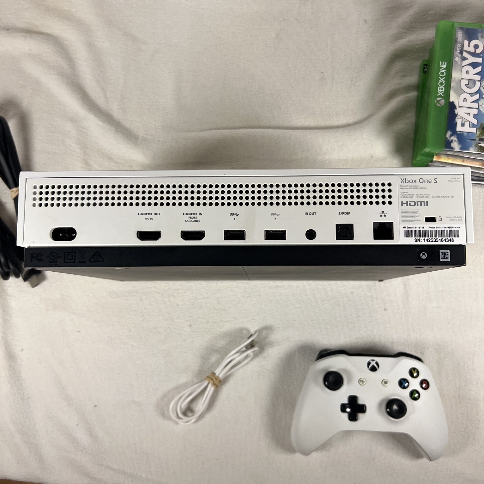​Xbox One S White Console Bundle Controller + 5 Games Tested & Working