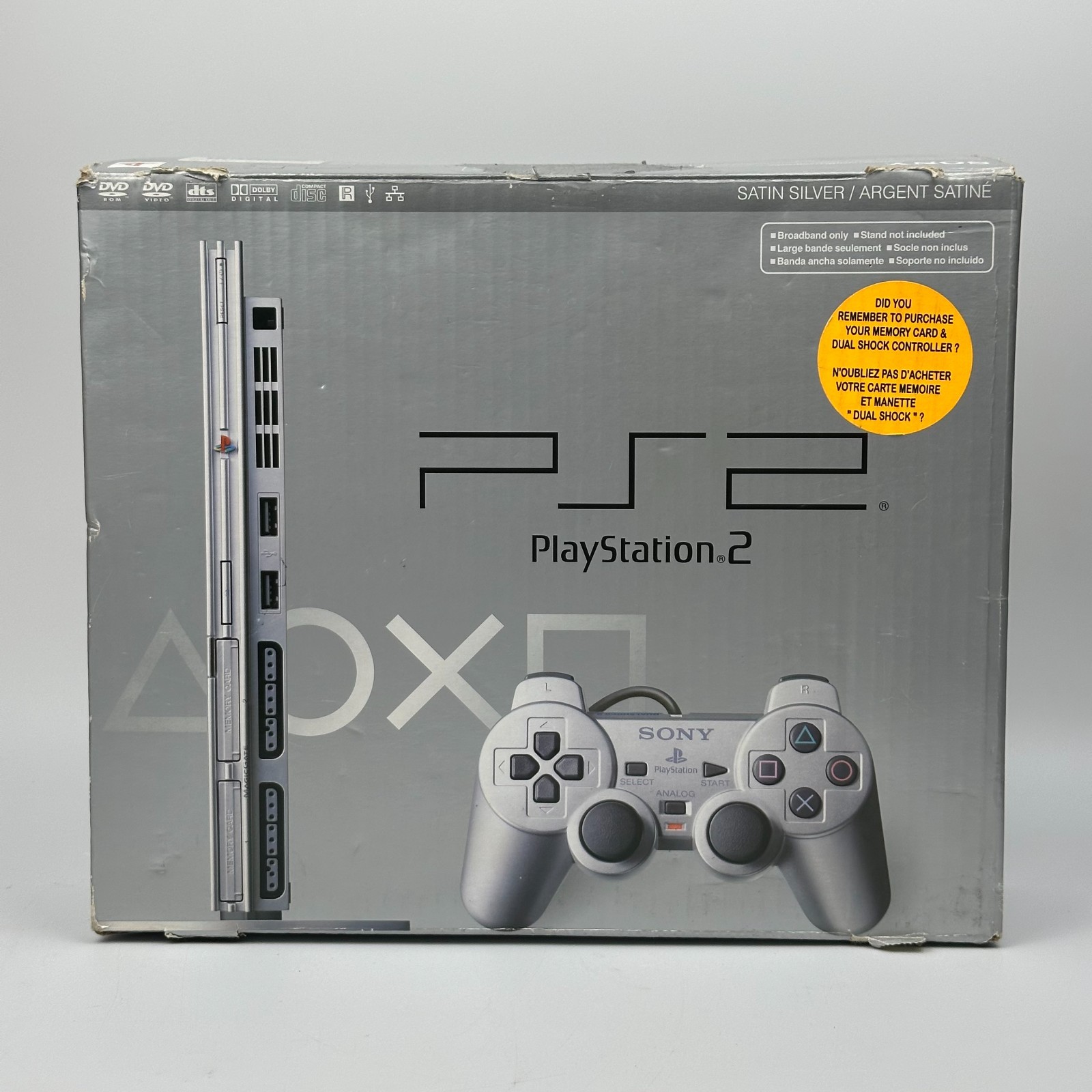 Sony PlayStation 2 Slim Satin Silver CIB Console with memory card