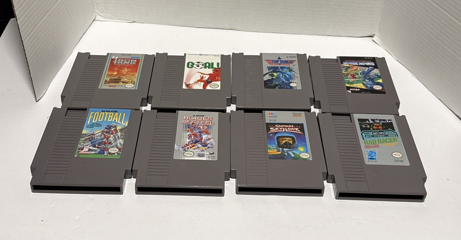 Nintendo NES Console Bundle with 8 Games, 2 Controllers – Tested & Working