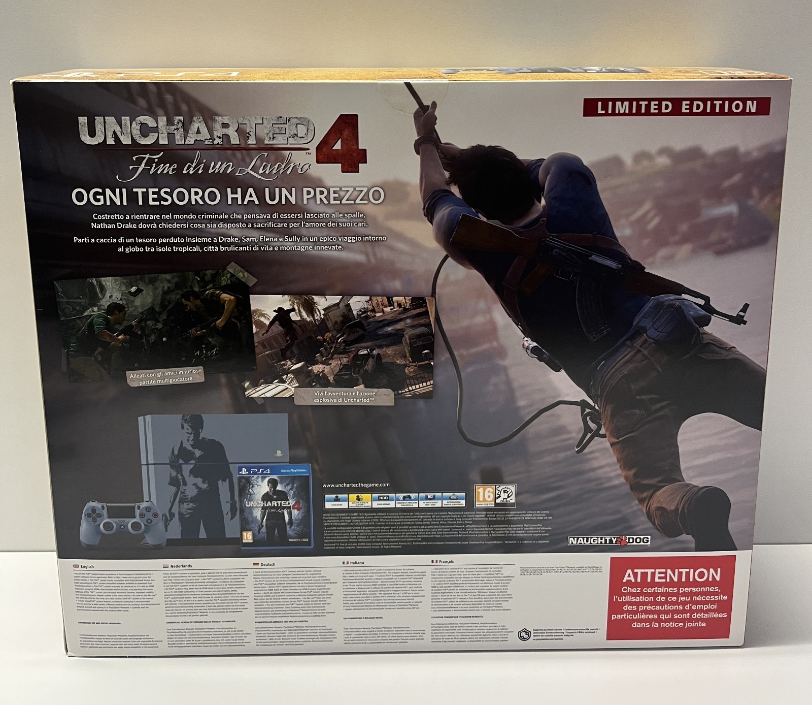 PS4 CONSOLE 1TB LIMITED EDITION UNCHARTED 4 BLUE LIMITED NEW FACTORY SEALED 2019