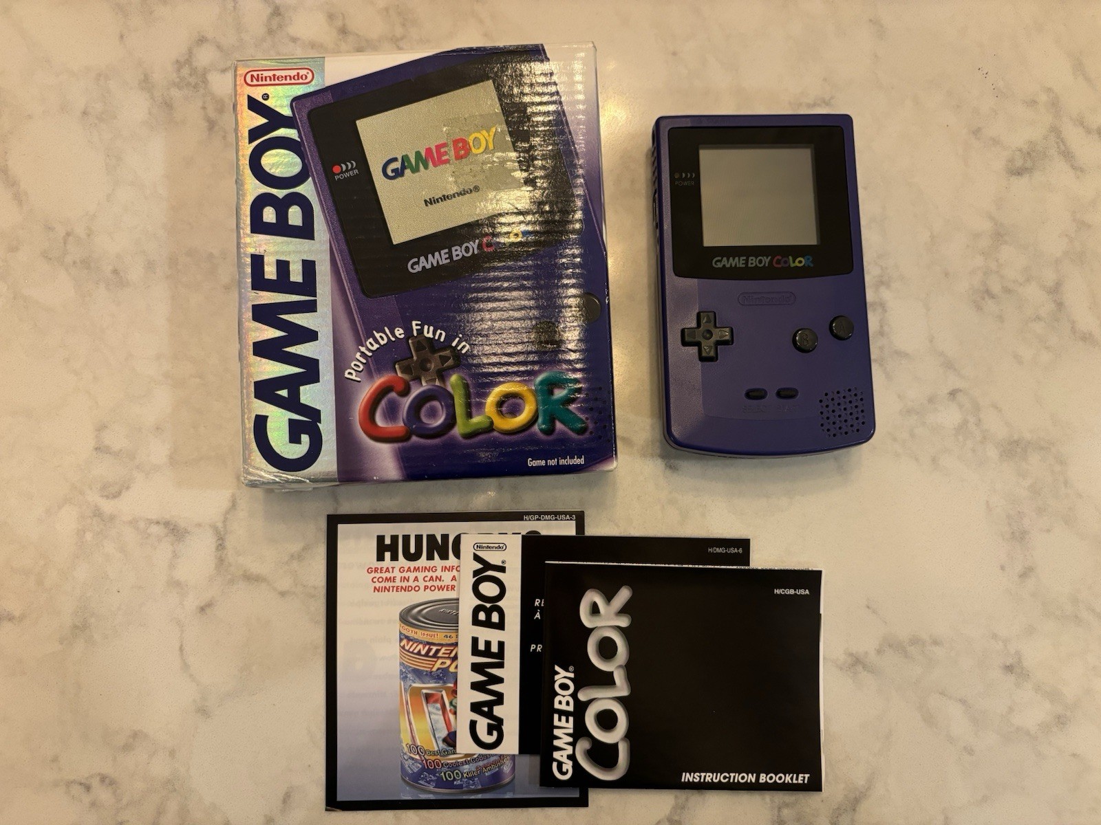 Nintendo Gameboy Color Console – Grape With Box And Manuals