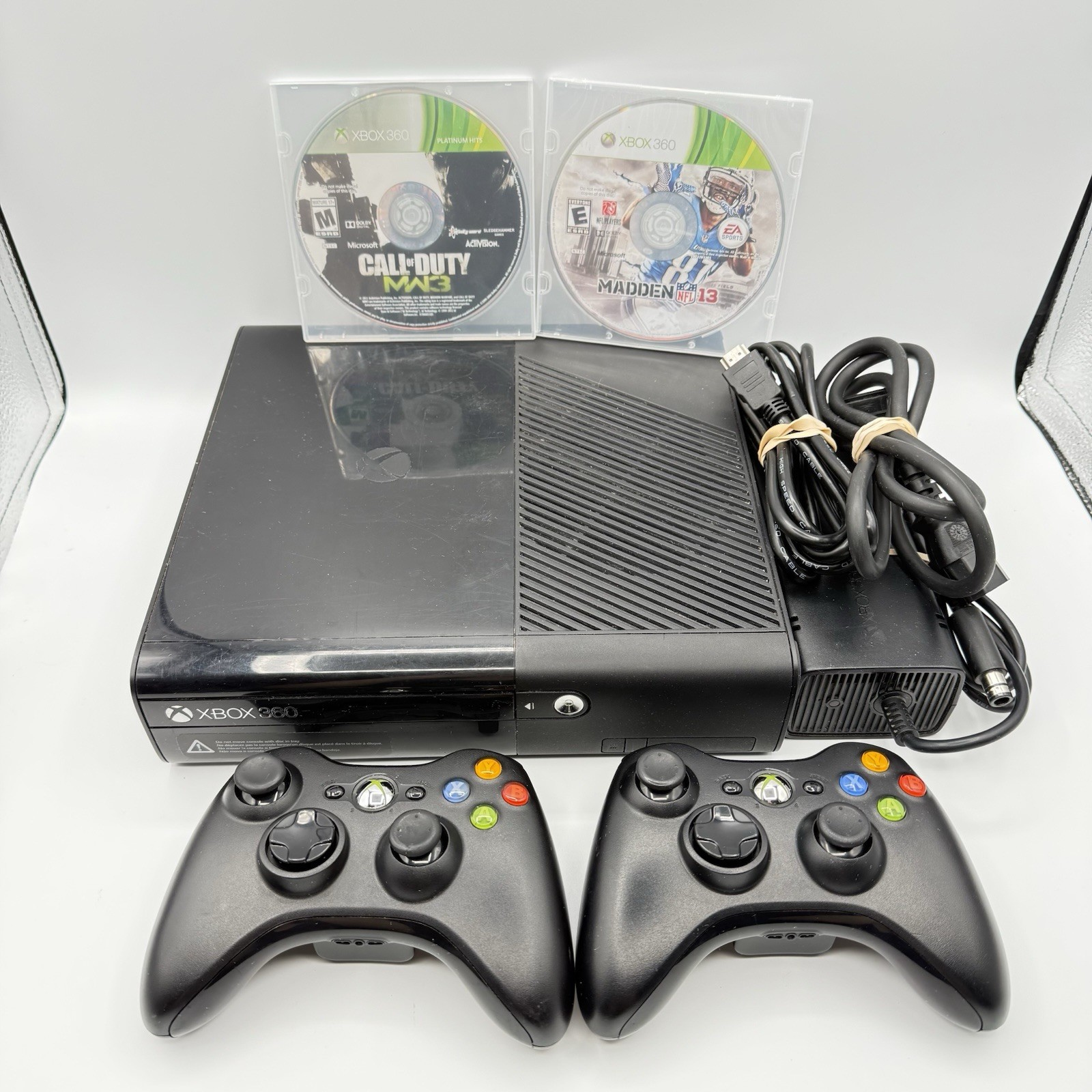 Microsoft Xbox 360 E 1538 250GB Console Controllers Bundle COD Tested