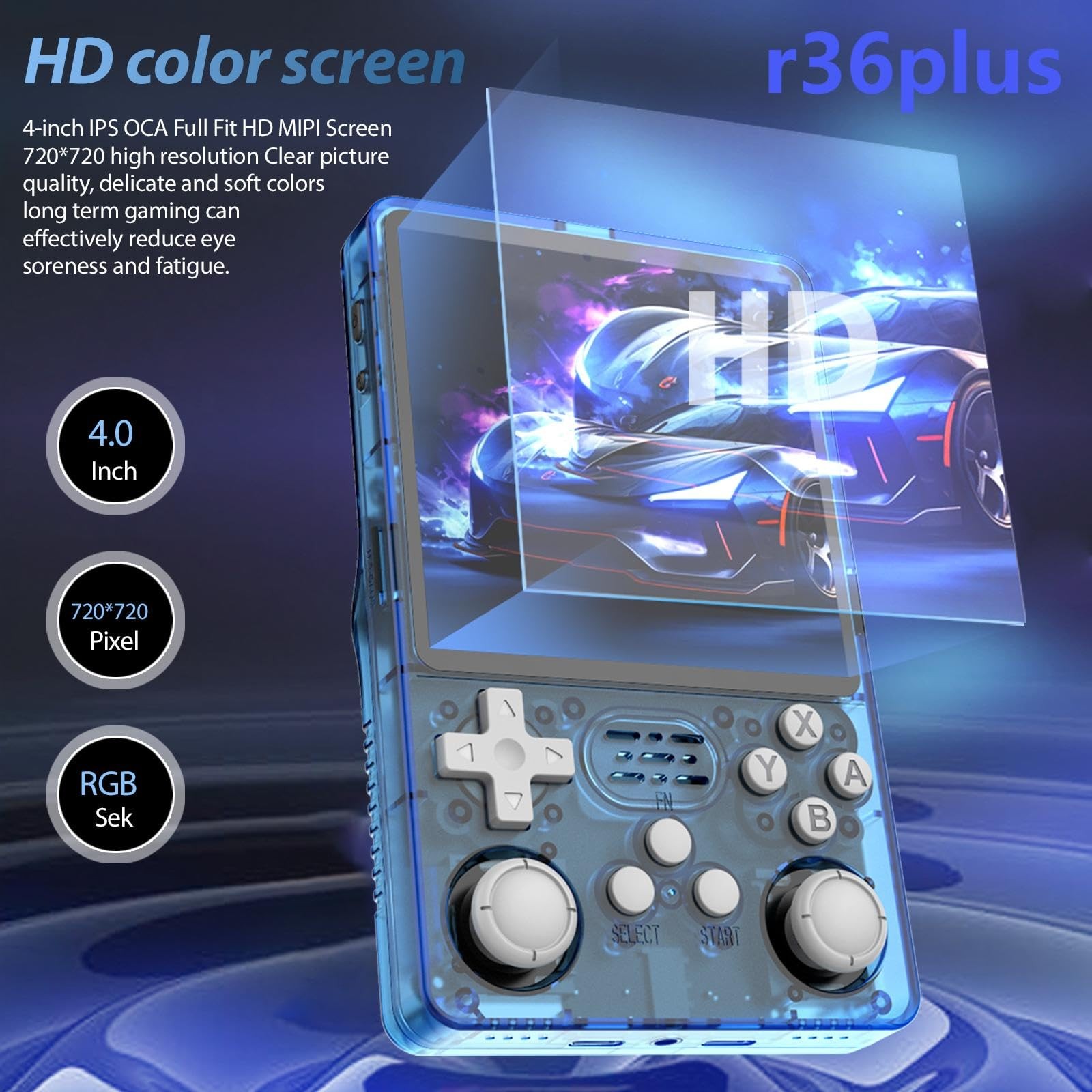 R36Plus Retro Handheld Gaming Console, 4.0″ IPS Screen , Runs ArkOS System ,6…