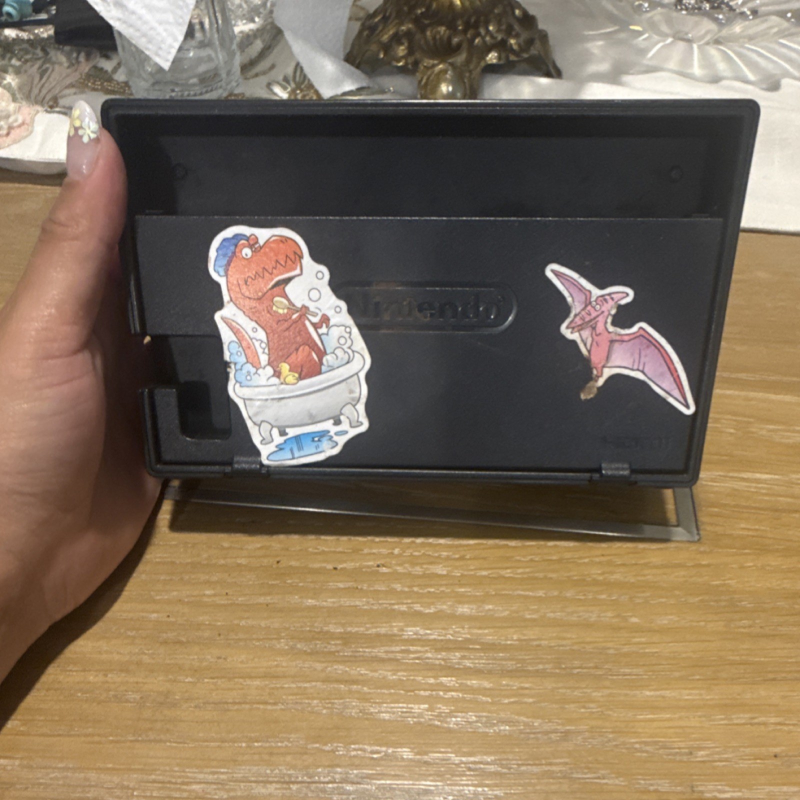 Nintendo Switch Dock Black HDMI USB TV Docking with Dinosaur Stickers