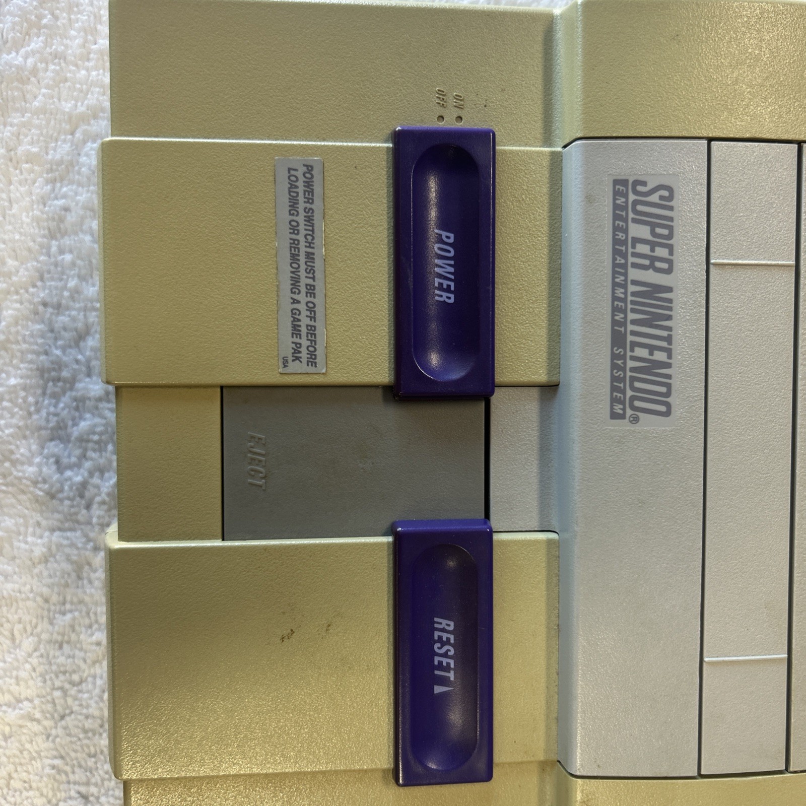 Super Nintendo console only. Includes RF Switch And Power Supply.
