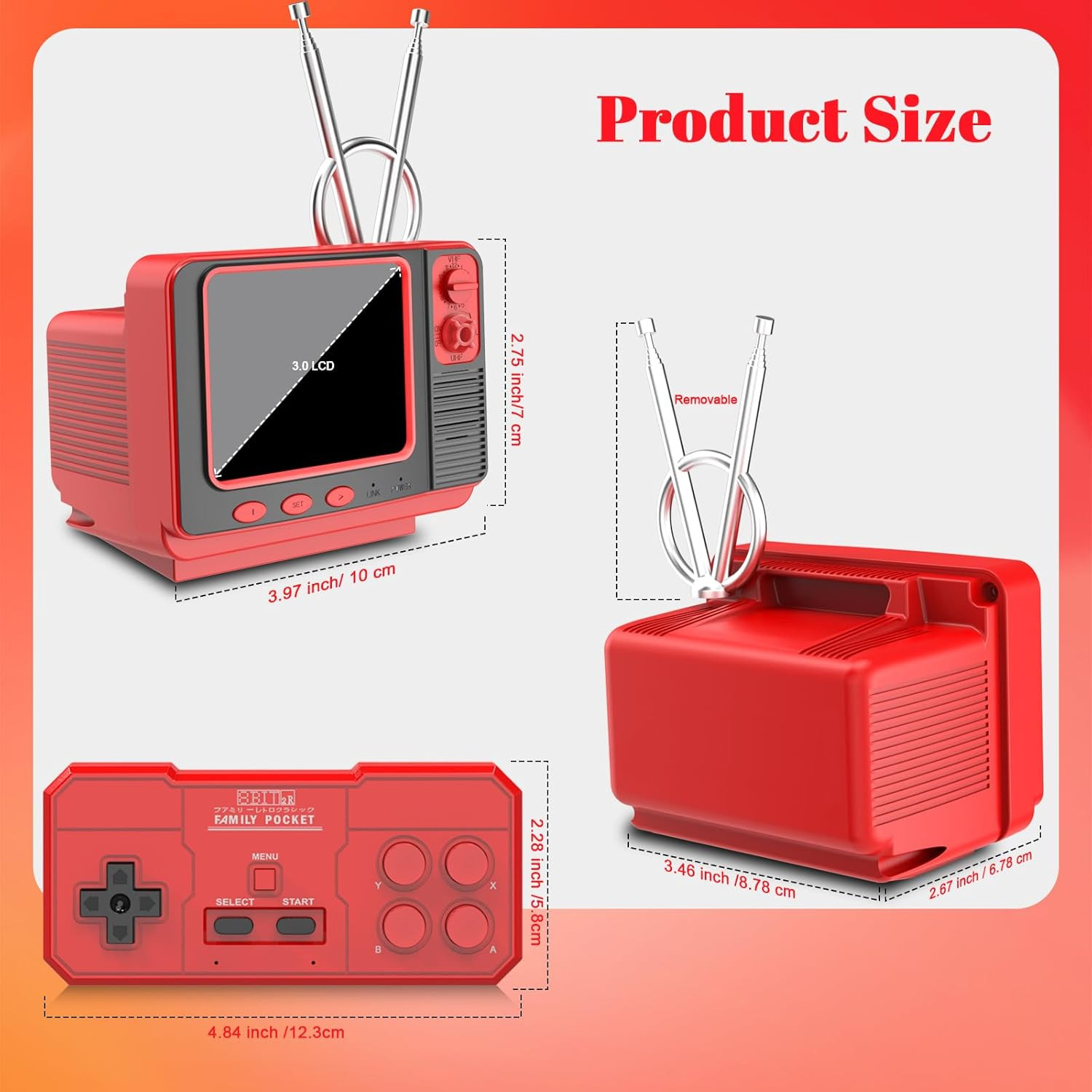 Retro Game Console – JALECO + 168 Classic Games, 2.4G Wireless 2-Player, 3.0 Inc
