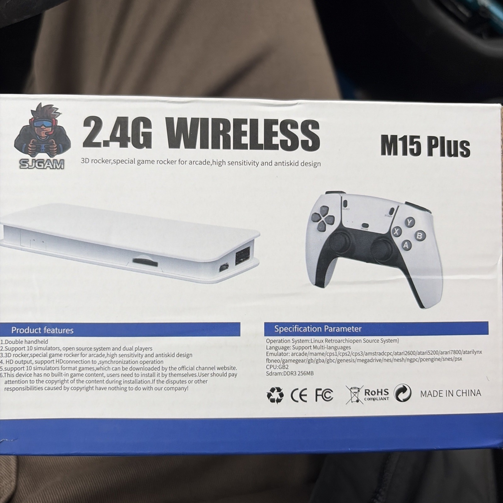 SJGAM M15 Plus Retro Video Game Console White 4K HDMI 2.4G Wireless Controllers