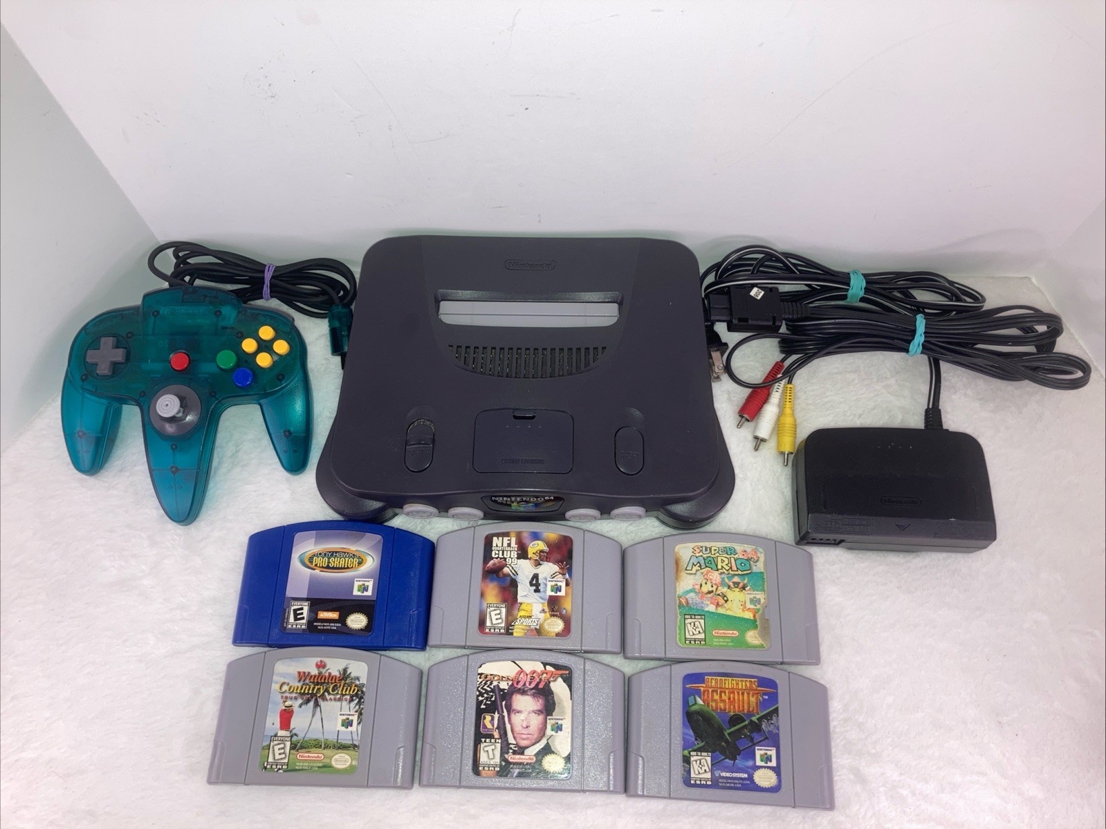 Nintendo N64 Console System Bundle W Controller Cable And 6 Games Tested Works
