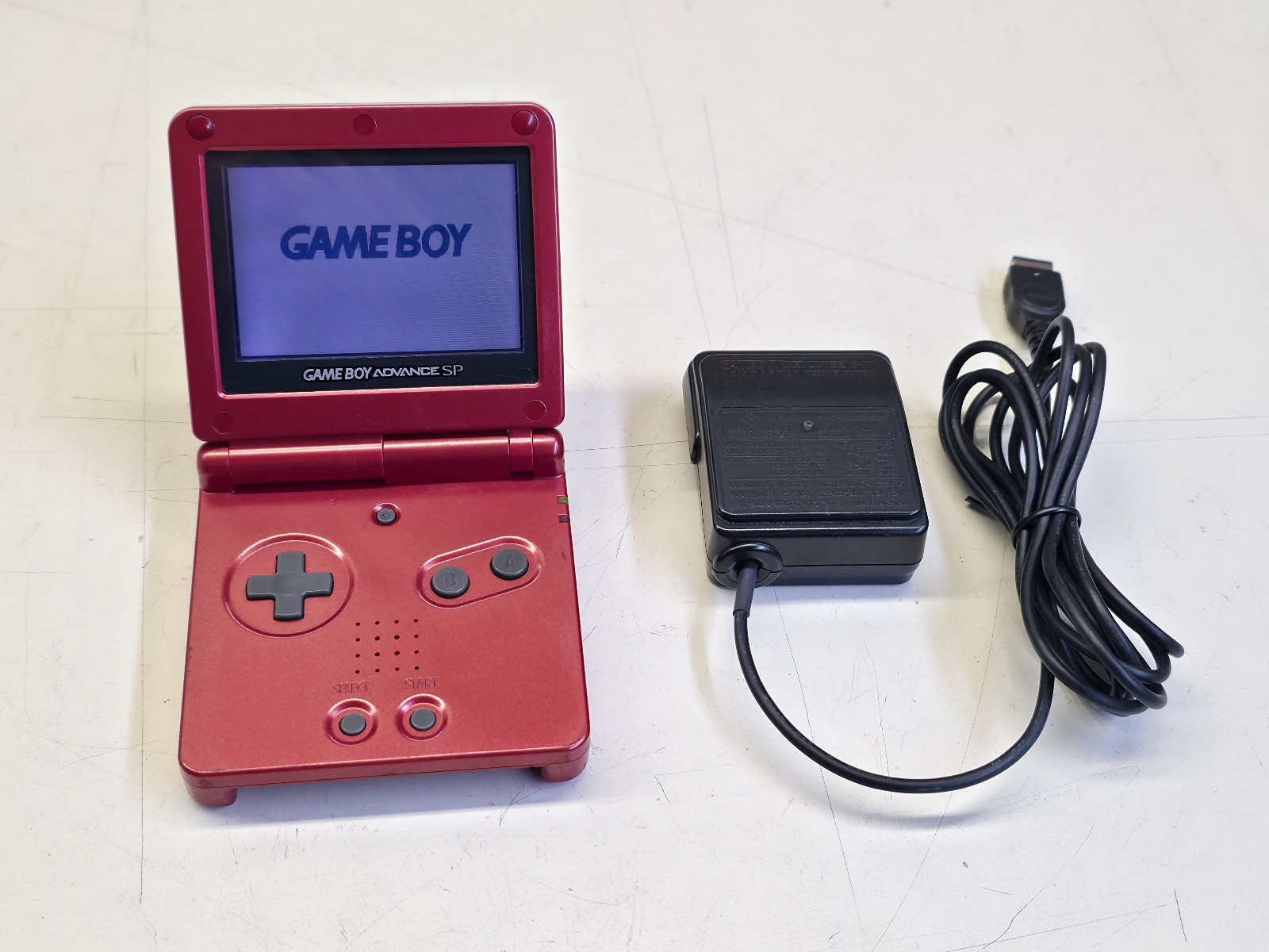 Nintendo Gameboy Advance SP AGS-001 Flame Red + AC Adapter *NO CARTRIDGE* TESTED