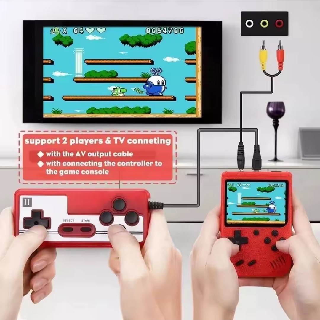 Game Box 3″ 8-Bit 500 Classic Handheld Console Red TV Gamepad Fun Mario Game