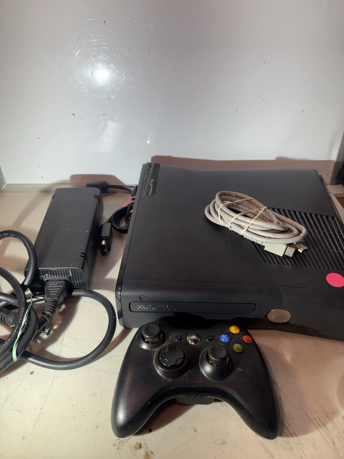 Xbox 360 1439 Matte Black Console W Cables/Controller NO Hard Drive Tested