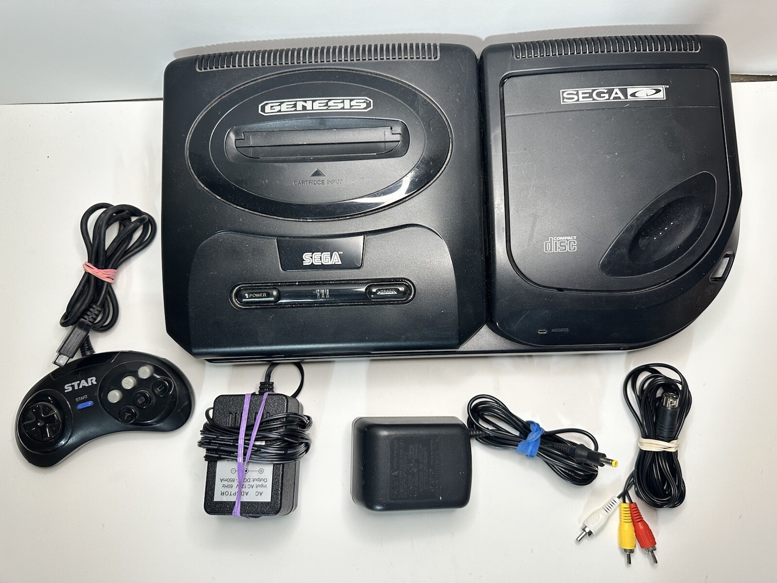 Sega CD Console Model 2 Console W/ Cords & Controller TESTED SEE GAMEPLAY PICS