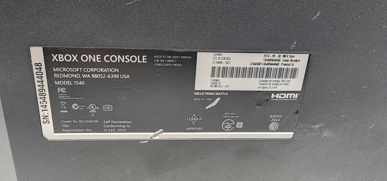 Microsoft Xbox One w/ Controller 1TB Black Console (Model 1540) Tested