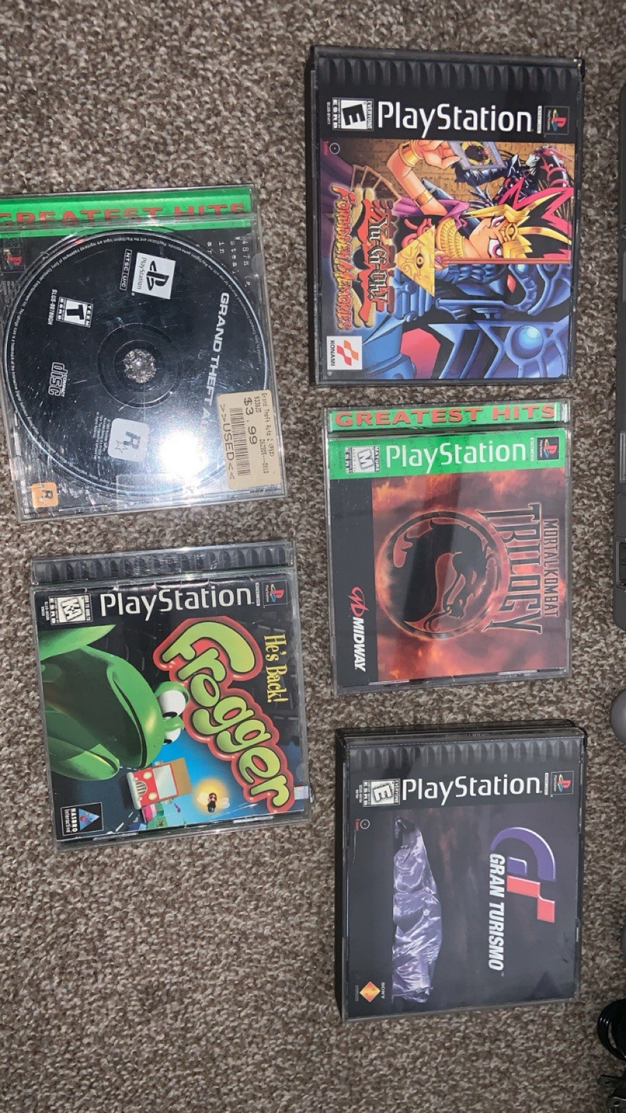 Sony PlayStation 1 Bundle 5 Games, Mortal Kombat, Yu-Gi-Oh, Gran Turismo TESTED