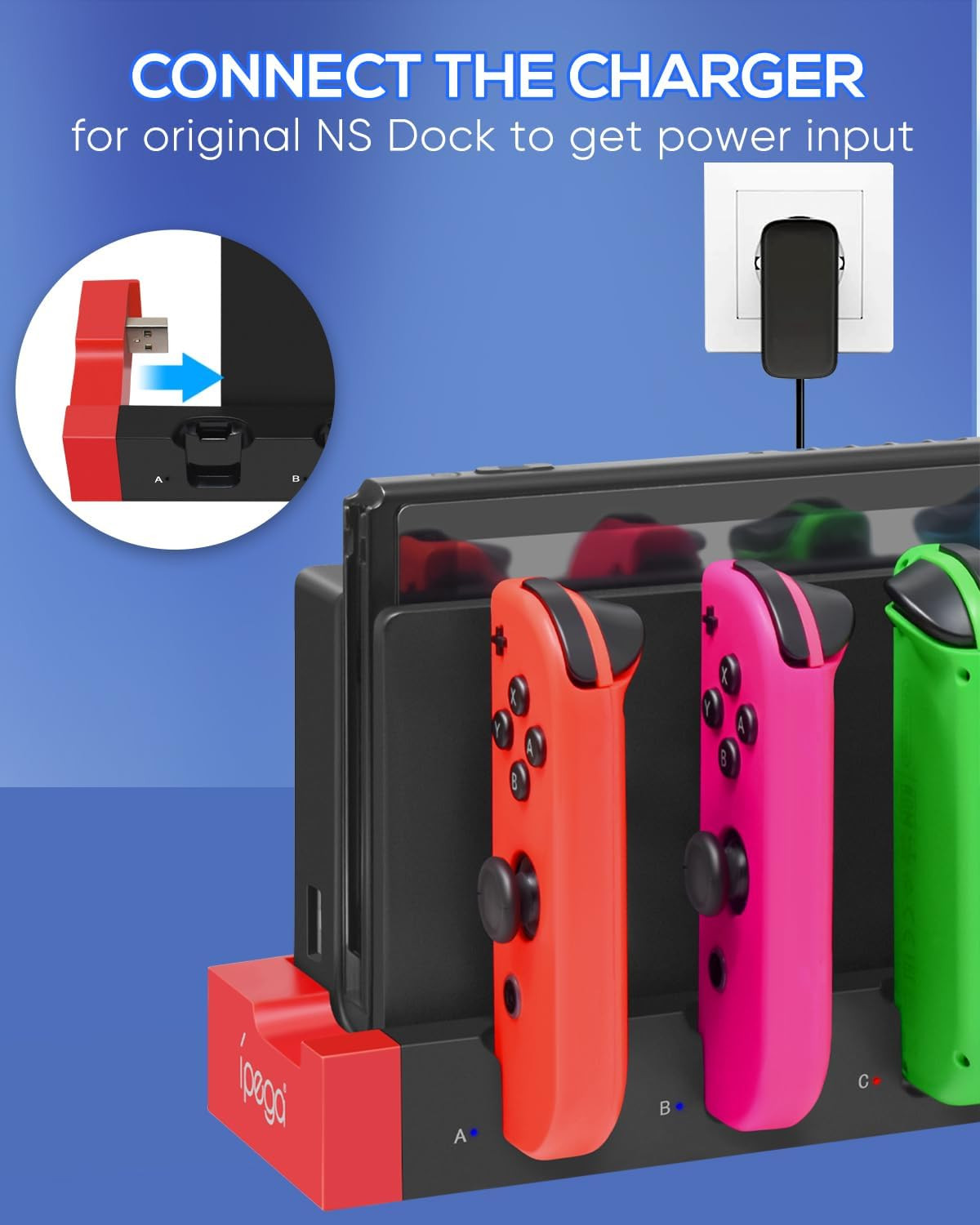 Switch 1 & Switch OLED Controller Charger Dock, Charging Dock for Switch OLED,