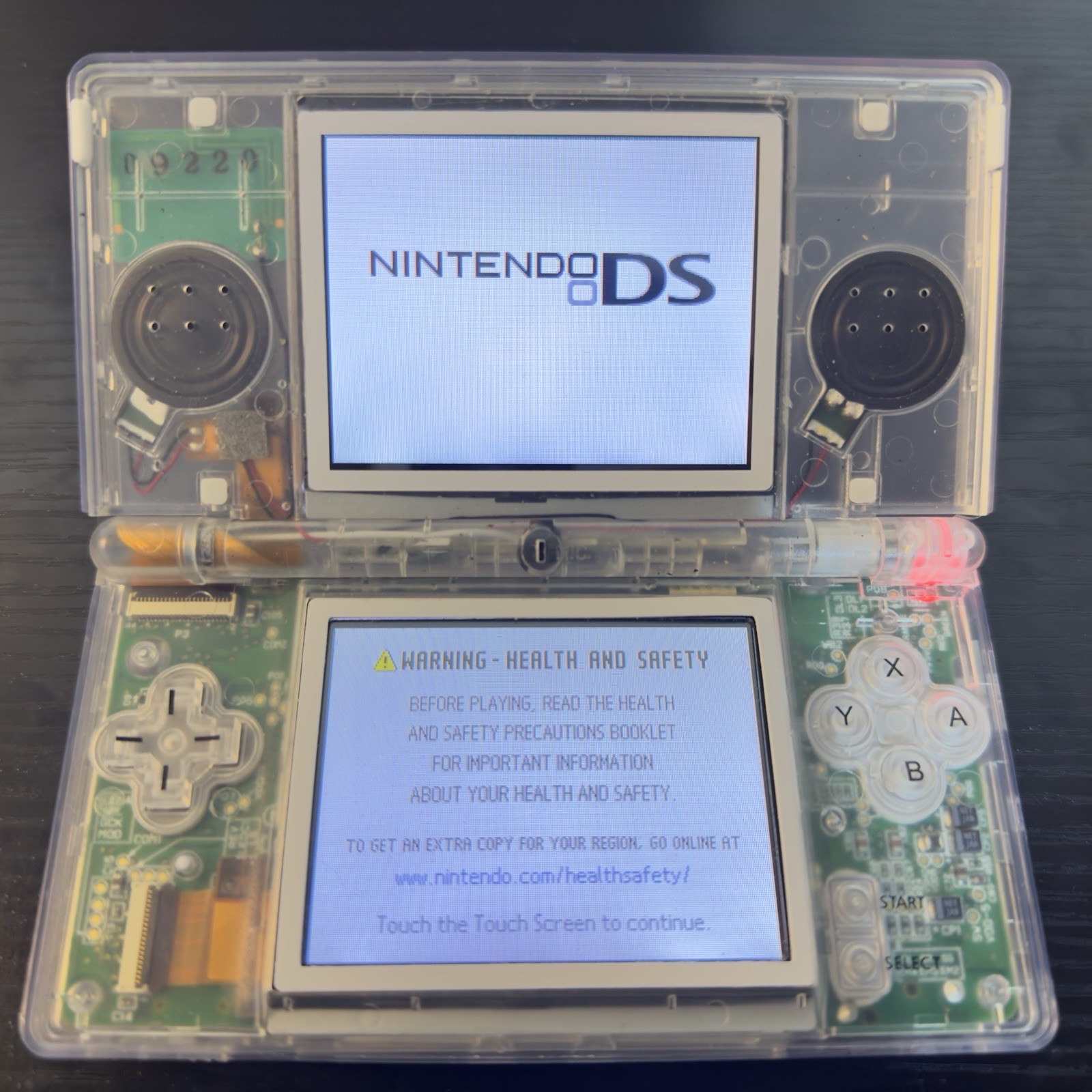 Nintendo DS Lite Clear Transparent Reshell Console w/ Charger Stylus GBA Slot
