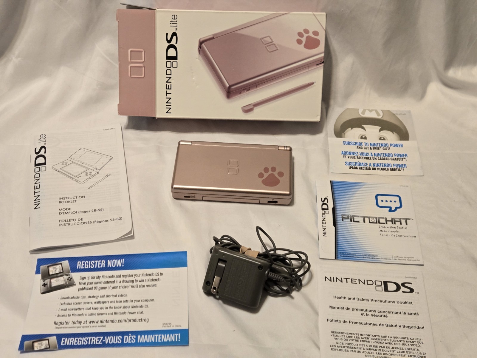 Nintendo DS Lite Metallic Rose Best Friends Edition Box Inserts Matching Serial
