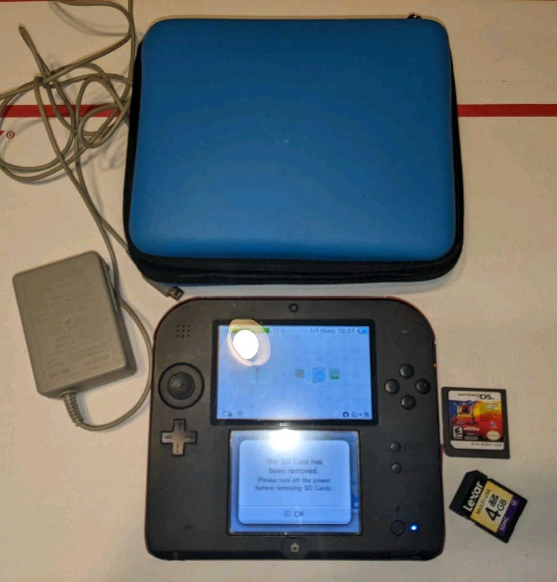 Nintendo 2DS Handheld Game Console System With Charger, Game & Case