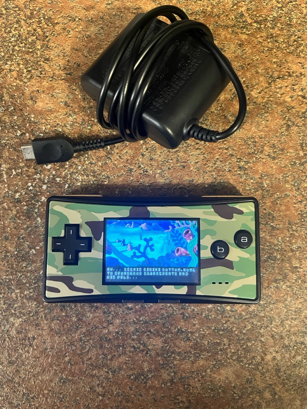 Nintendo Game Boy Micro OXY-001 – Tested – Camo Faceplate w/ Charger & Game