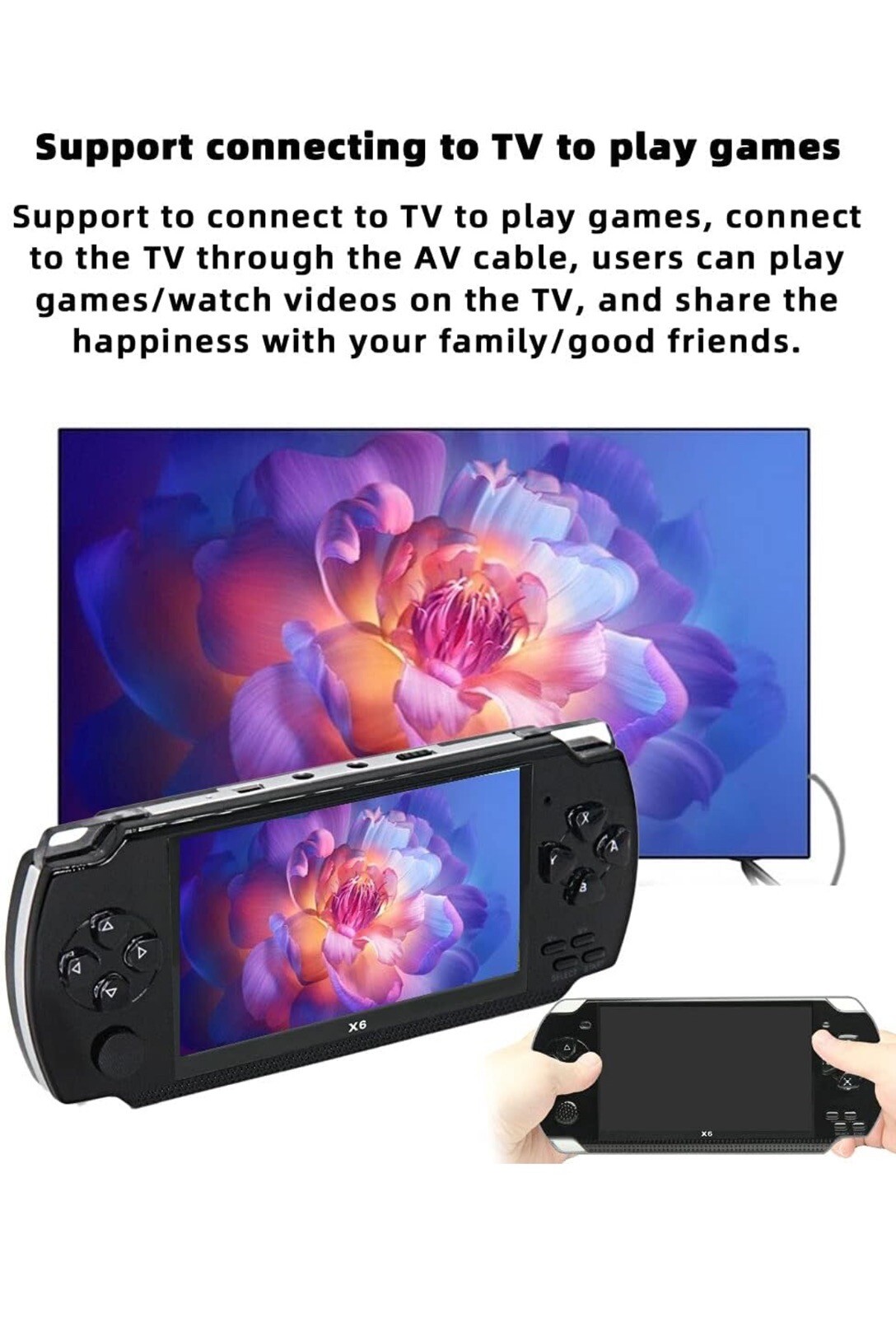 4.3 Inch 8GB Handheld Game Console Built in 1500 Games for Multiple Simulators X
