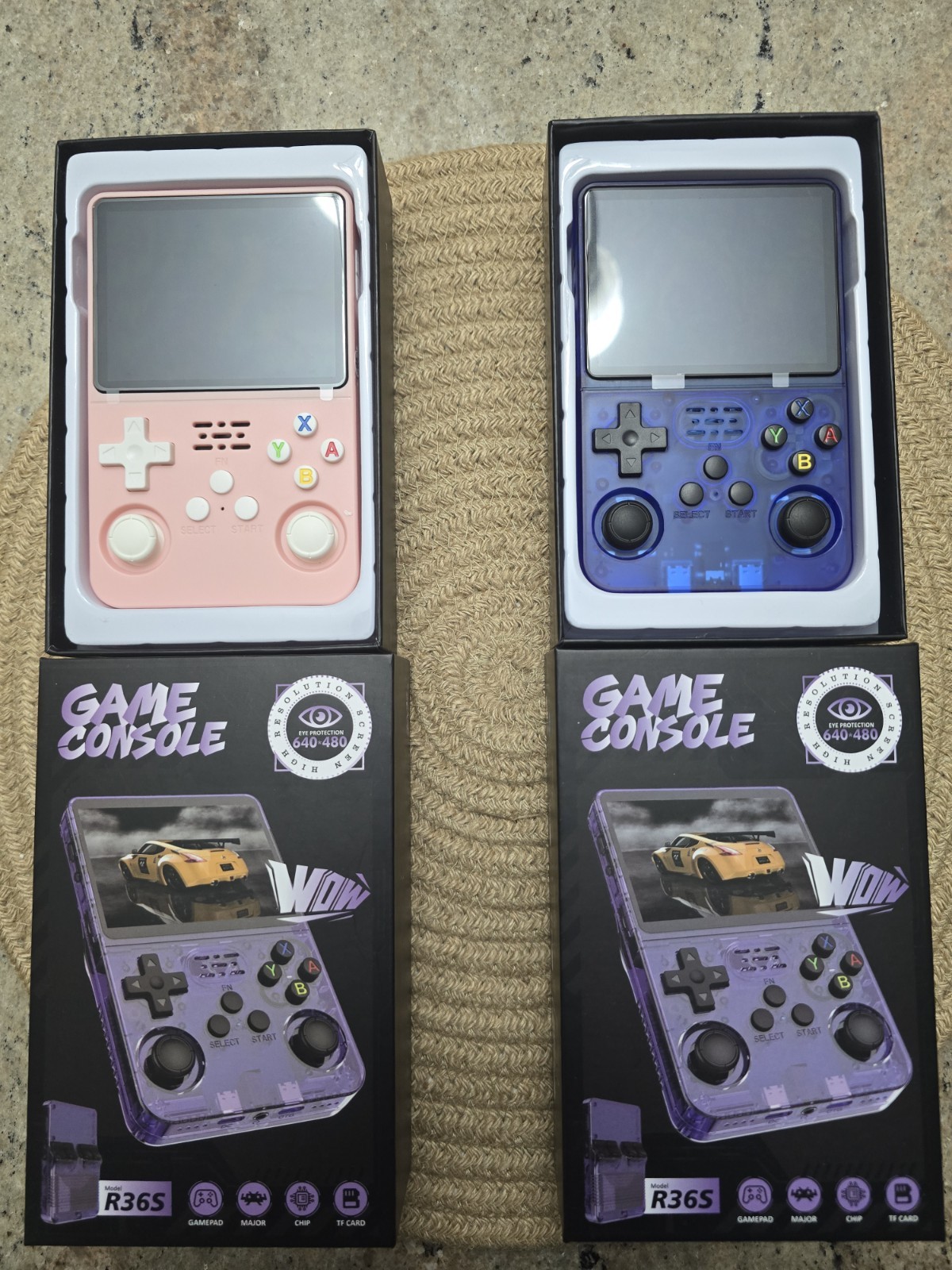 Lot of 2 Mini Handheld Game Systems 3 Inch Screen AV Cable Included