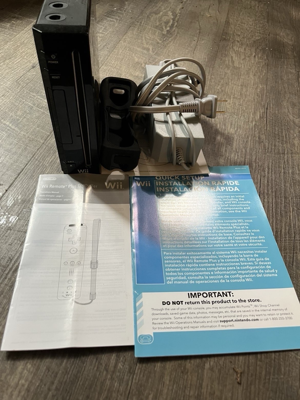Nintendo Wii Black Console Wi-Fi Capability with Power Adapter Manuals