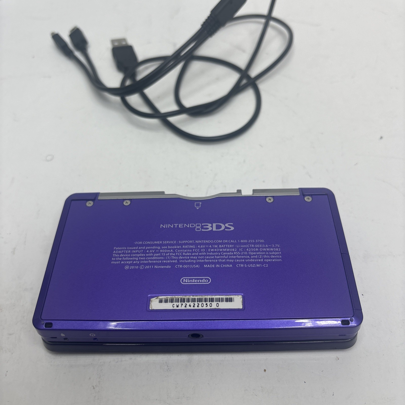 USA Version Nintendo Tested Midnight Purple W/ 2Gb SD Card & Charger No Stylus