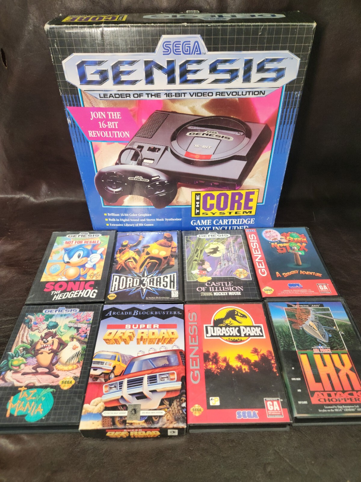 Vintage SEGA Genesis 1601 Core System, Complete, Original Box W/8 Games, TESTED