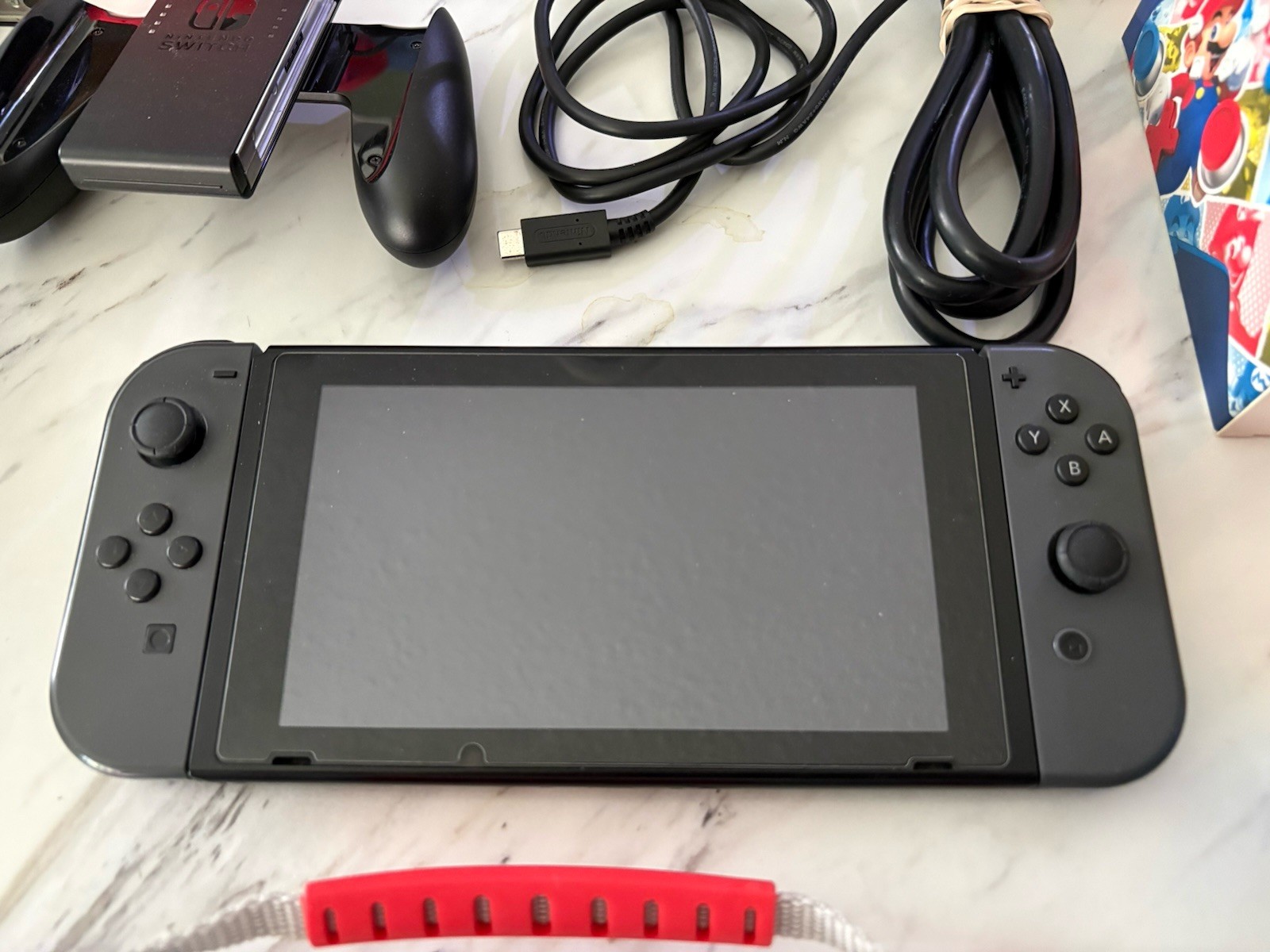 Nintendo Switch Game Console DOCK Joy-Cons CASE MARIO Controllers Bundle LOT