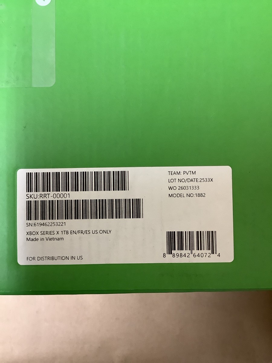 MICROSOFT Model: 1882 XBOX SERIES X 1TB SSD GAMING CONSOLE IN BOX (G29016884)