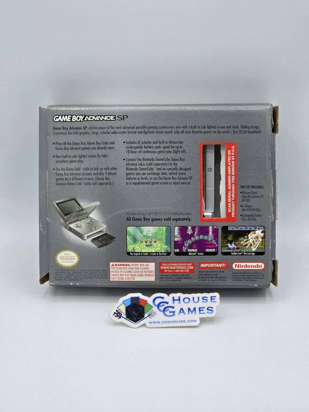 Nintendo GameBoy Advance SP System – Platinum Complete CIB CLEAN! *CCGHouse* VD