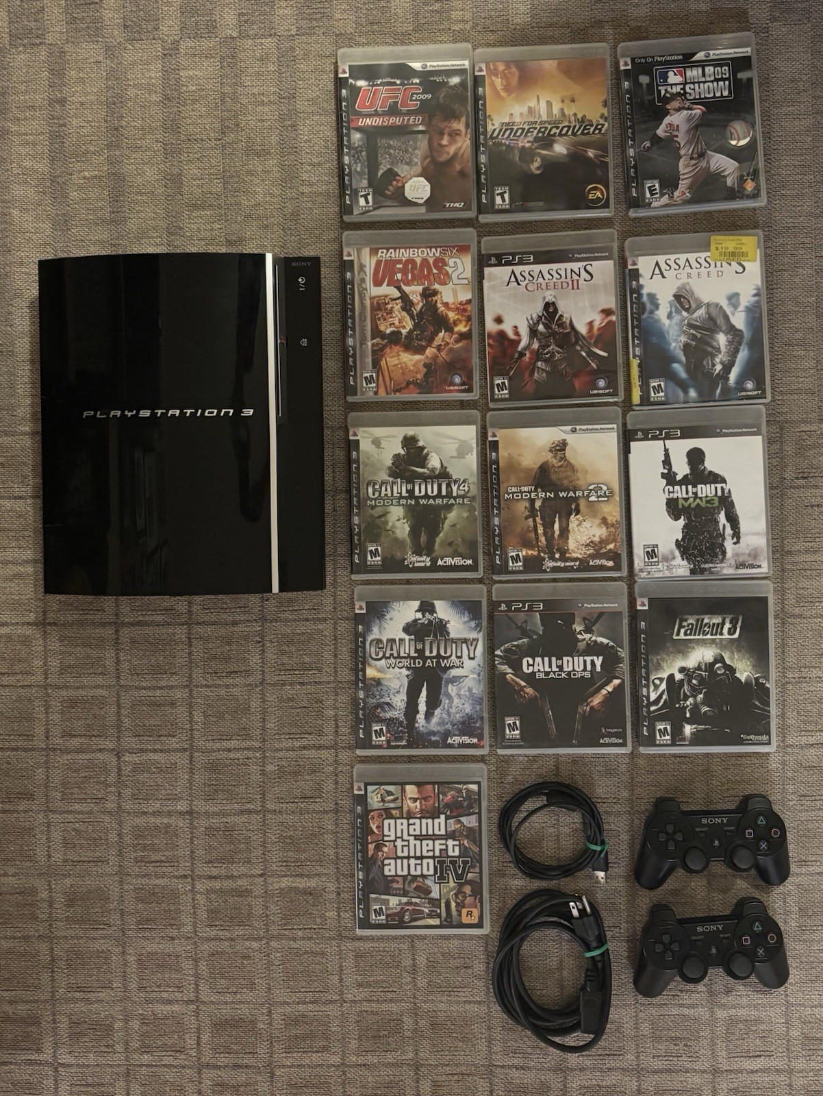 PS3 Fat Console Bundle – 2 Controllers + 13 Games – Tested Working