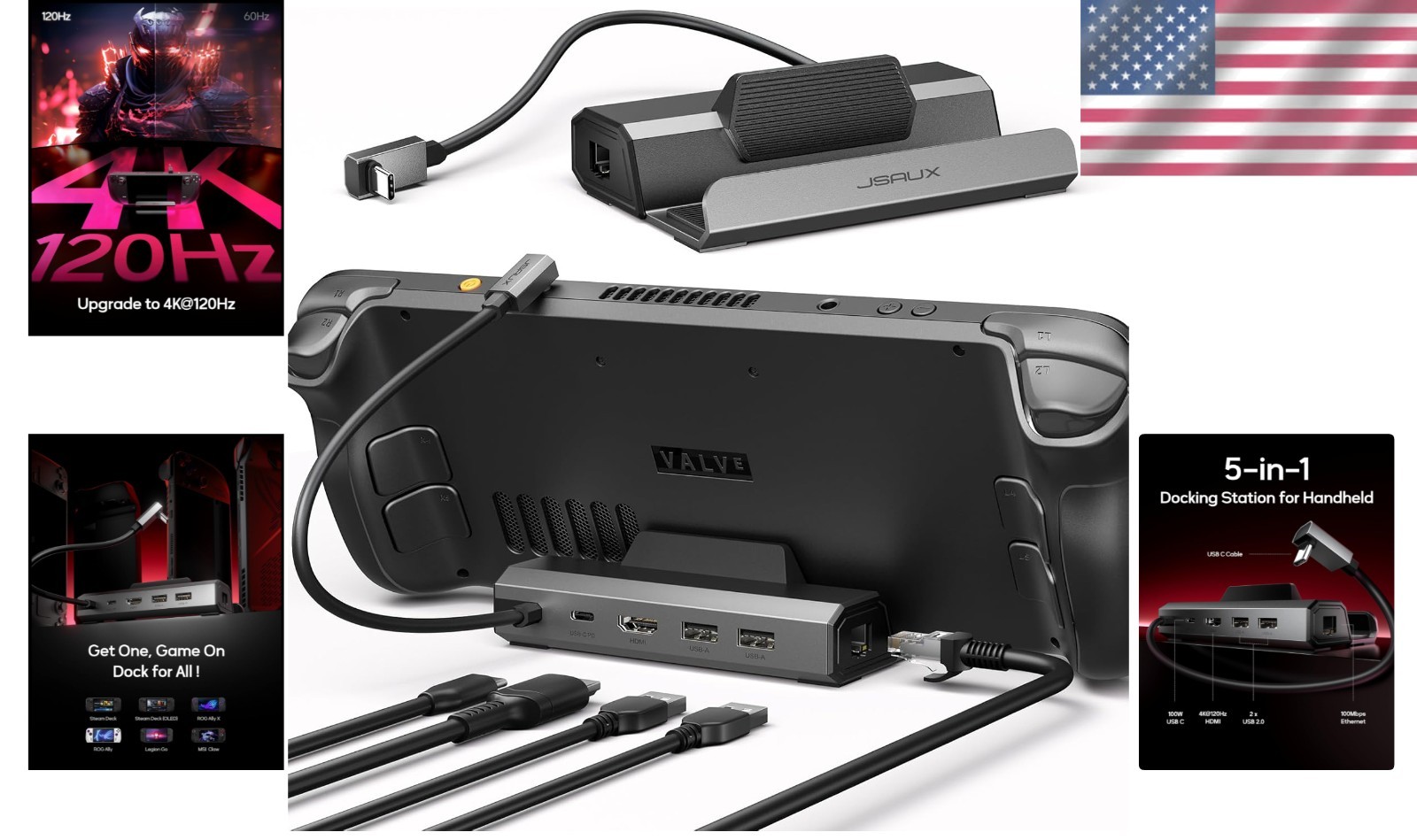 Steam Deck Docking Station 4K@120Hz: HDMI 2.1 & USB Ports for Gaming Perfection