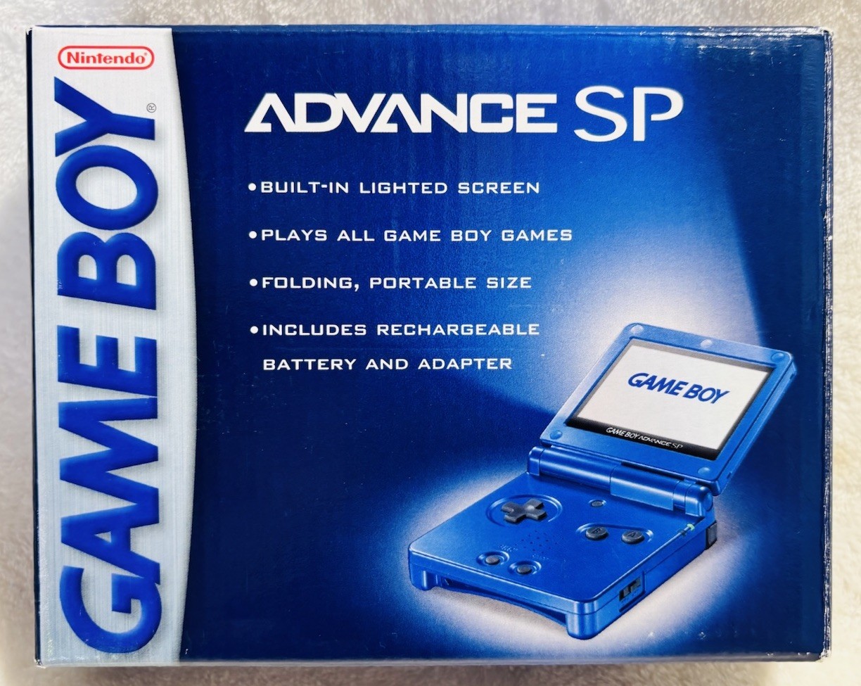 Gameboy Advance SP AGS-001 Cobalt Blue w/Box and Manuals- Tested/Works -Nintendo