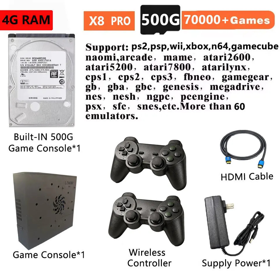 Plug&Play on TV Retro Gaming Device Loaded 70000+ Games for Wii PS2 DC PSP…