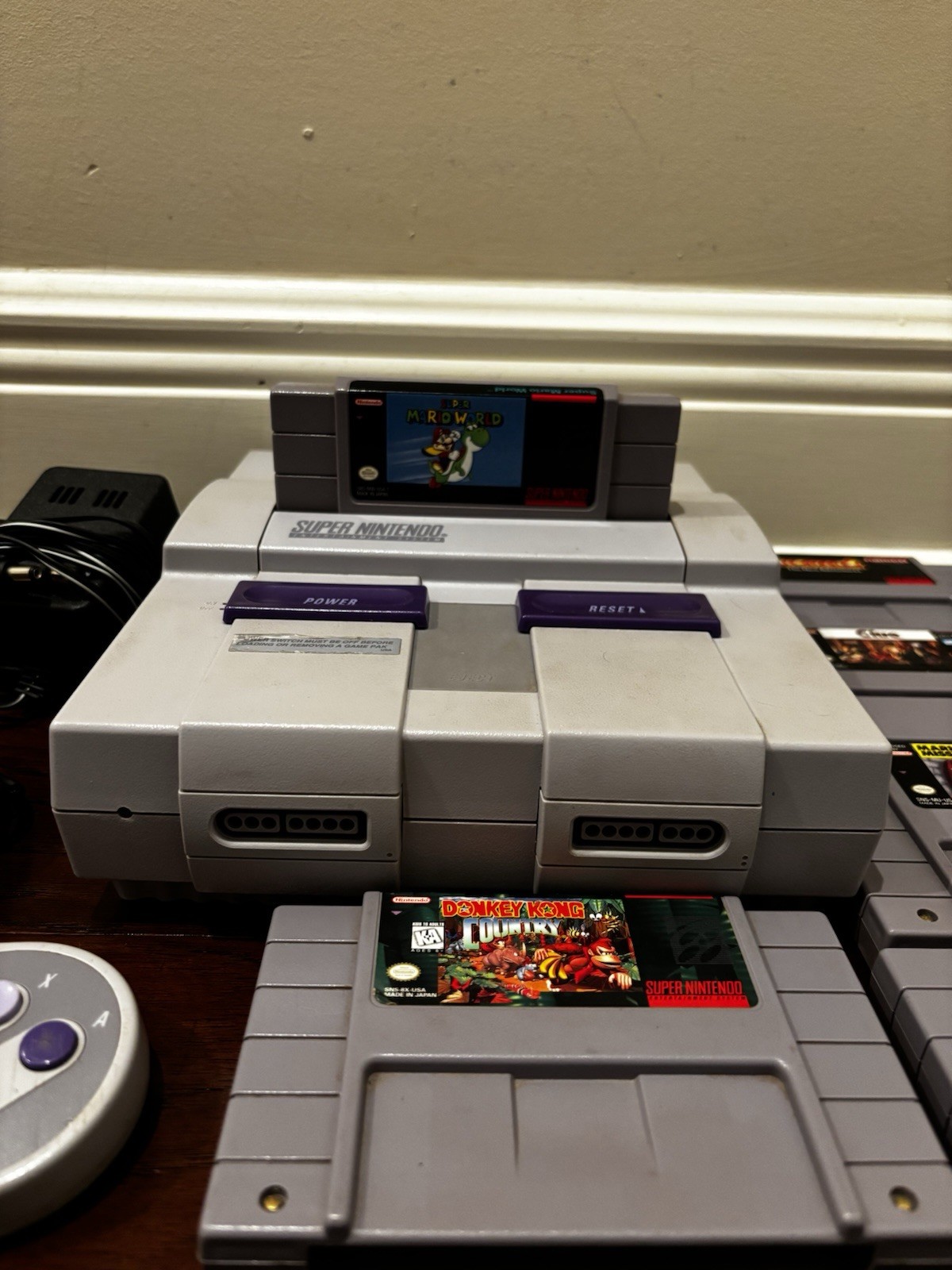 Super Nintendo 1 Chip SNES Console Bundle 1CHIP-with Games-Super Mario World