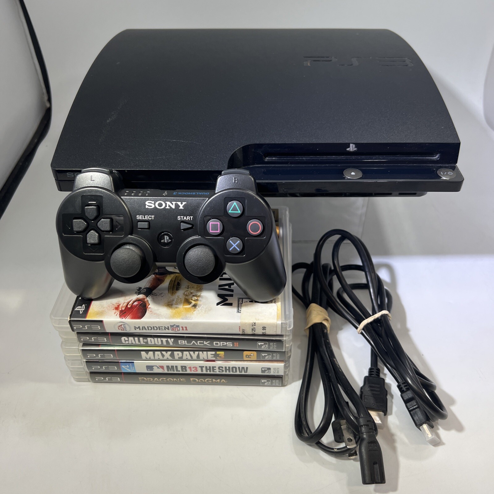 Sony Playstation 3 Slim Console Lot 5 Games Bundle With Controller #ML5
