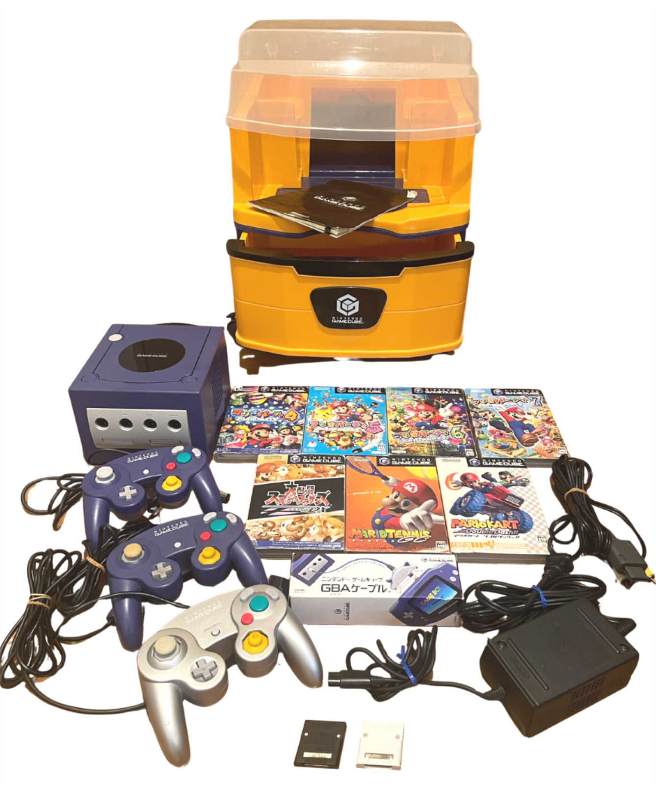 Nintendo GameCube Console Set+7 Mario Games+3 Controllers+Memory Cards+JP Import