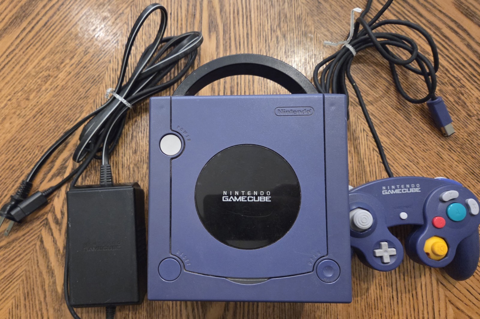 Nintendo DOL-001 Gamecube Home Console Indigo Tested Power Cord & Controller
